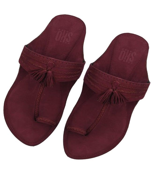 sko maroon womens braided kolhapuri