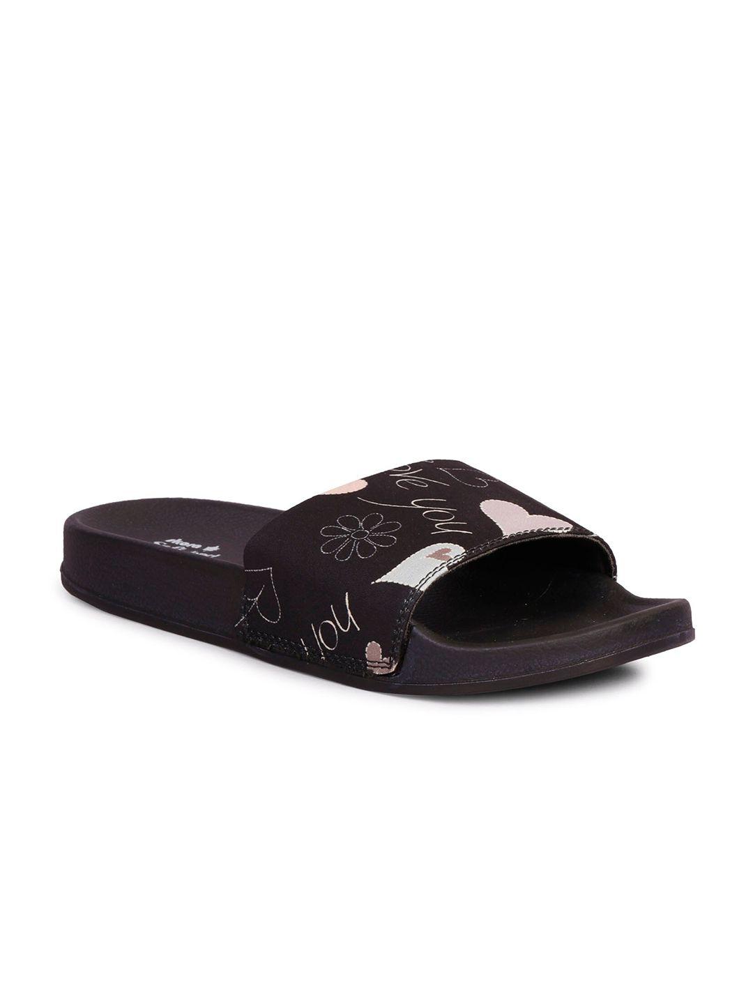 skora women black & pink printed sliders