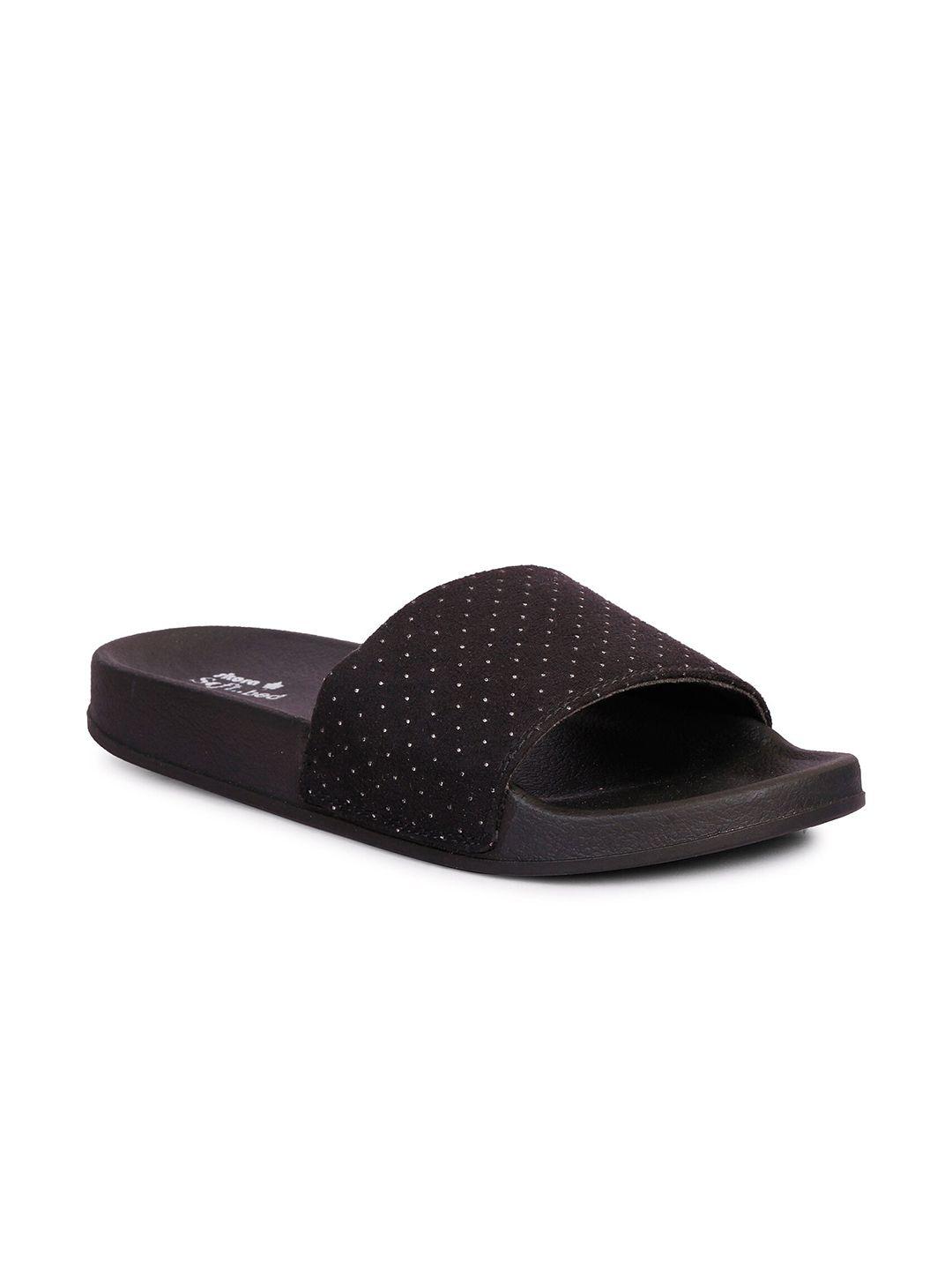 skora women black embellished sliders