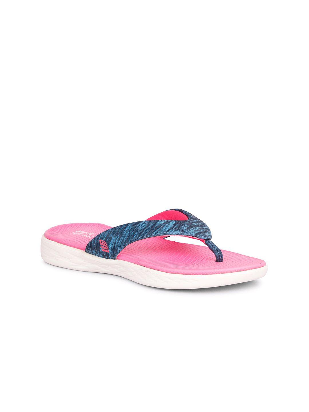 skora women blue & pink printed thong flip flops