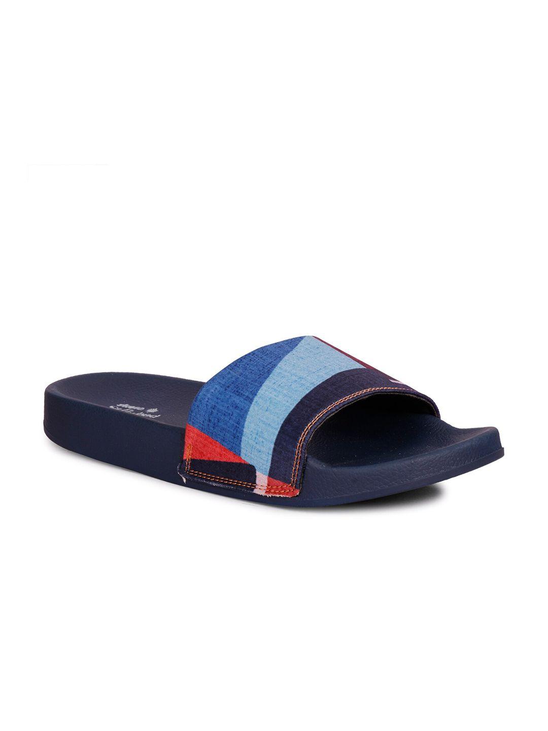 skora women blue geometric printed sliders