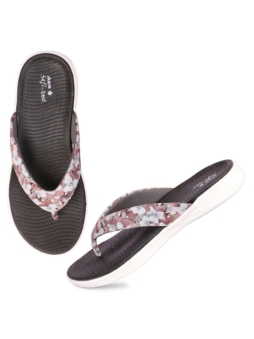 skora women purple & white printed thong flip-flops