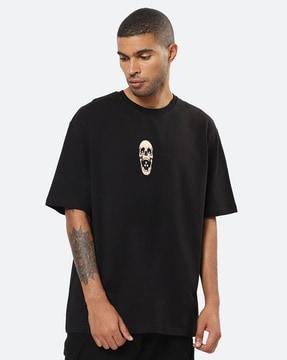 skull print oversized crew-neck t-shirt