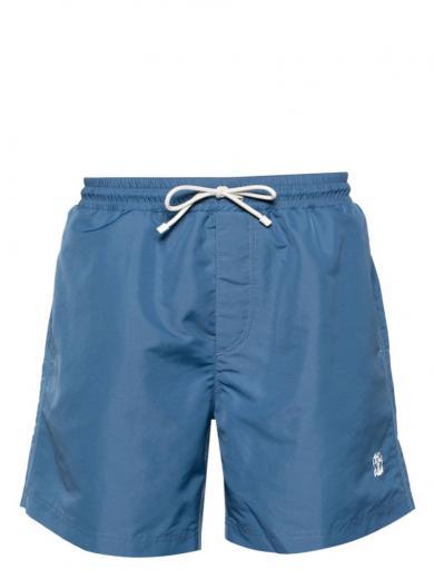 sky blue blue embroidered logo swim shorts