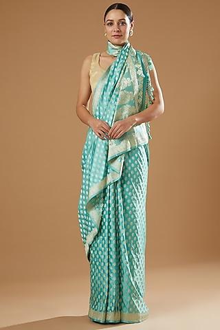 sky blue handwoven silk saree