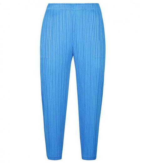 sky blue pleated cropped trousers