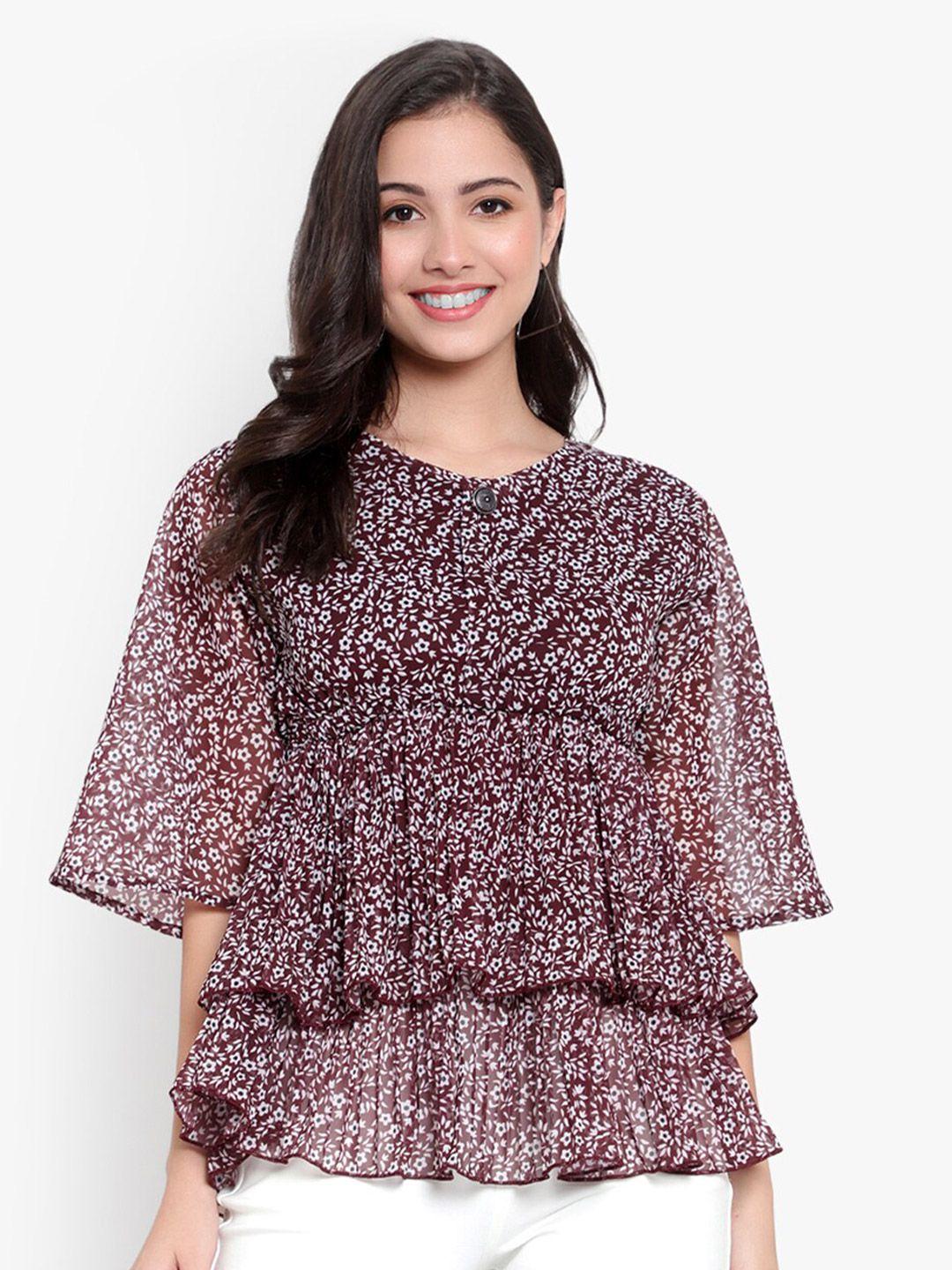 sky heights floral printed layered georgette empire top