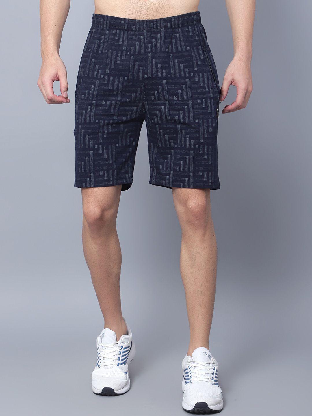 sky heights men geometric printed cotton training or gym sports shorts