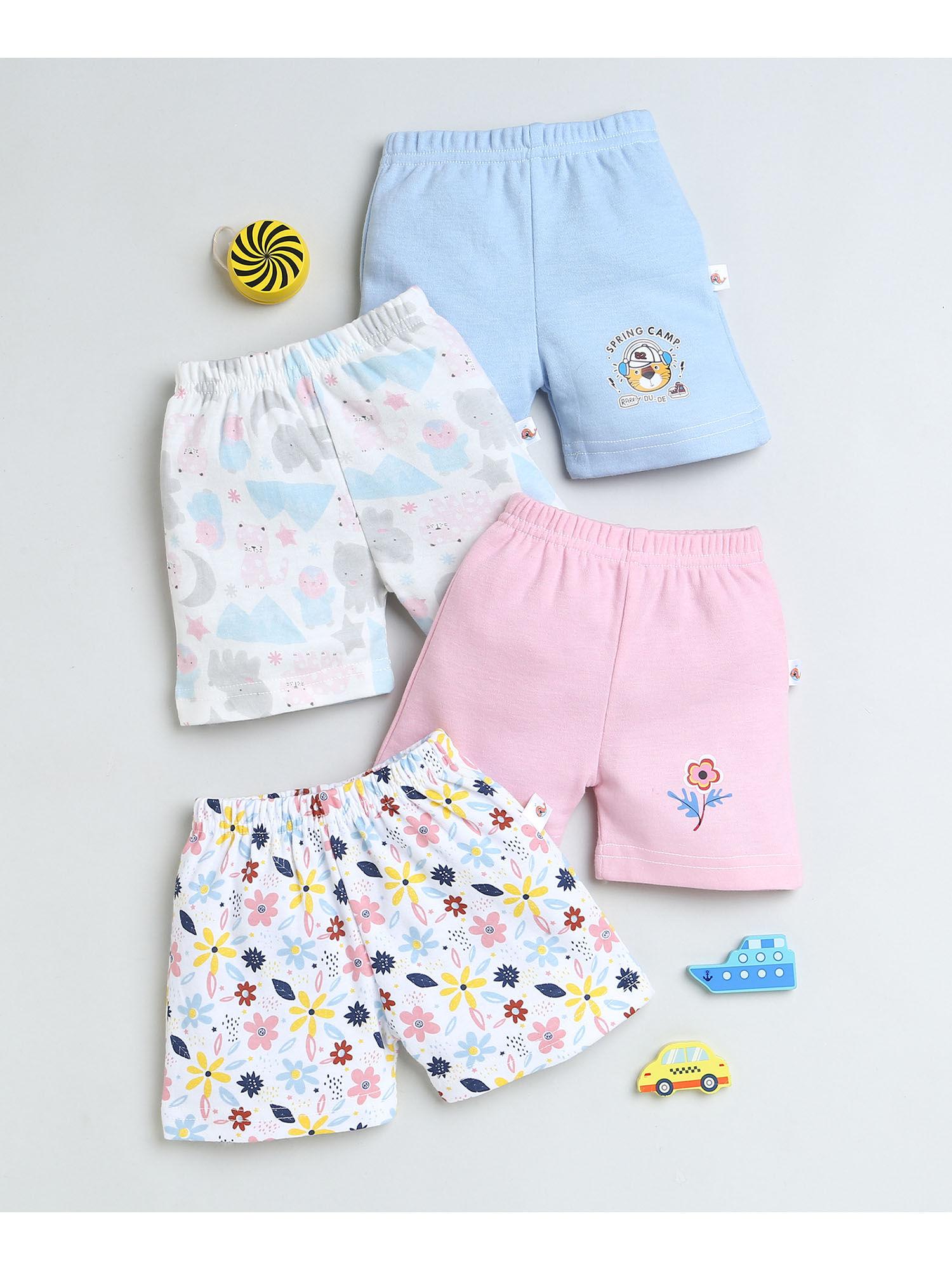 sky blue & pink girls shorts (pack of 4)