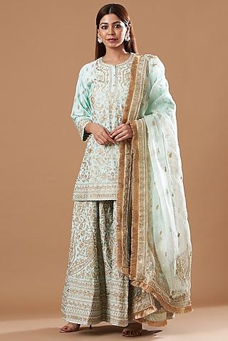 sky blue bangalore silk gharara set