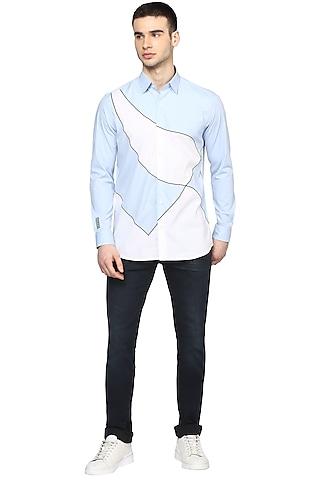 sky blue breeze embroidered shirt