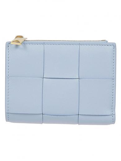 sky blue cassette small leather wallet