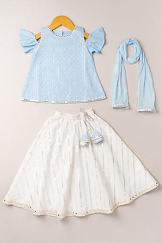 sky blue chanderi cotton lehenga set for girls