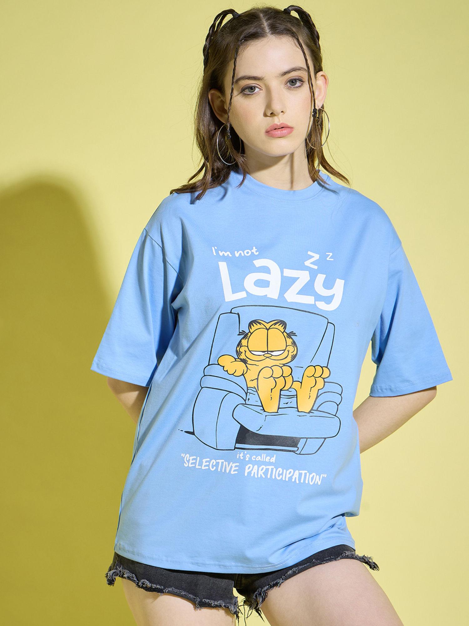 sky blue cotton baggy fit women t-shirt