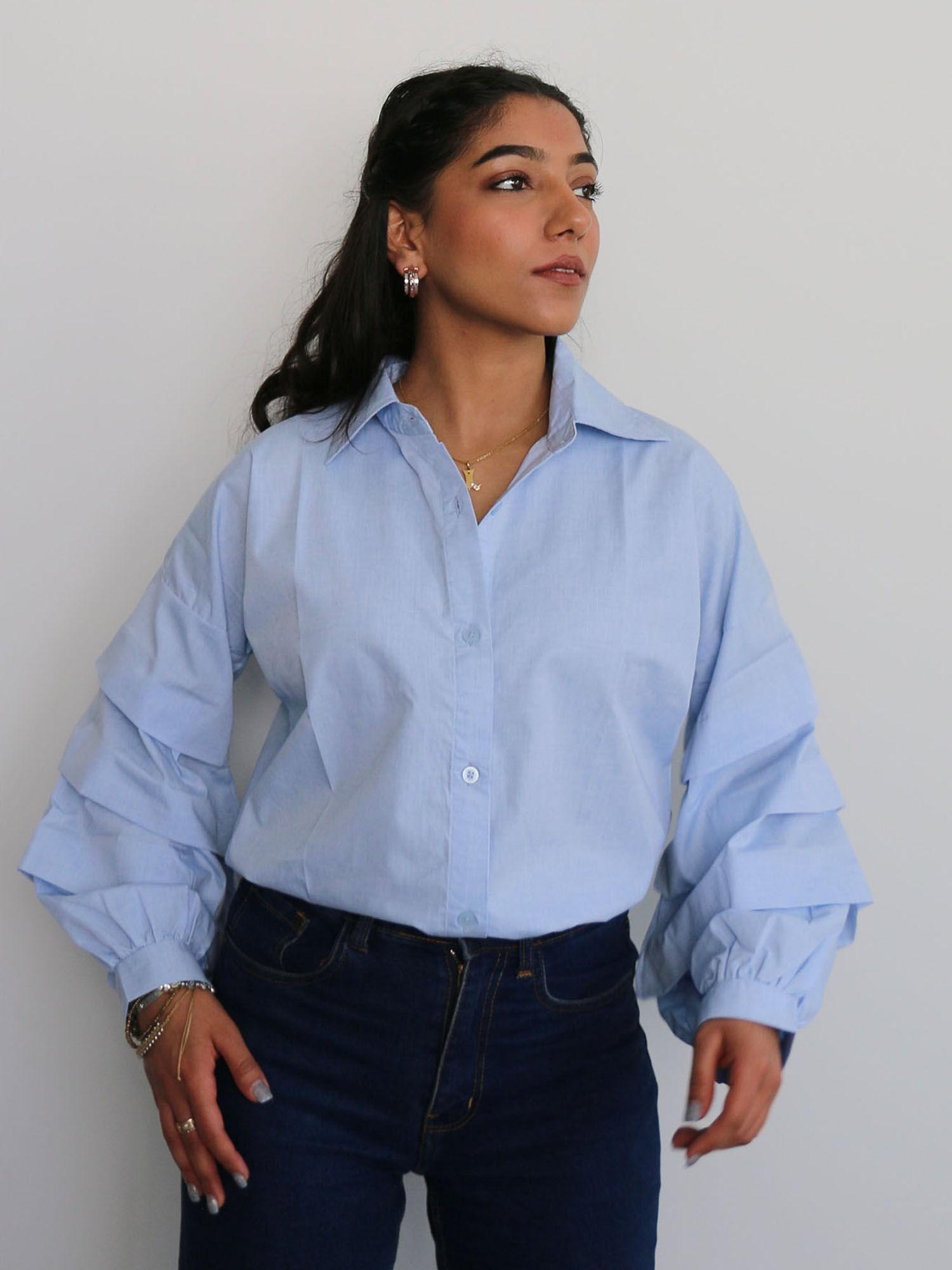 sky blue cotton casual shirt