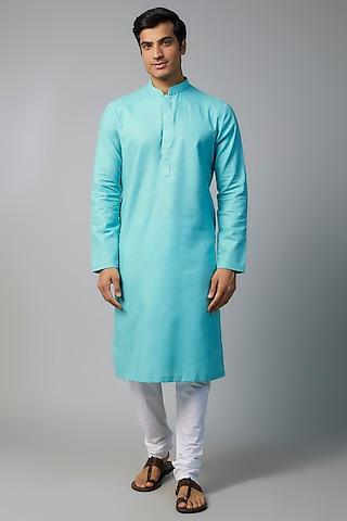 sky blue cotton kurta set