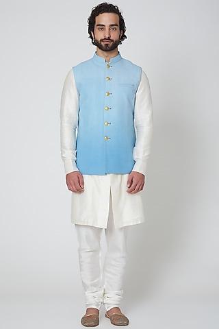 sky blue cotton nehru jacket
