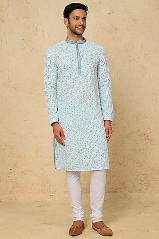 sky blue digital printed kurta set