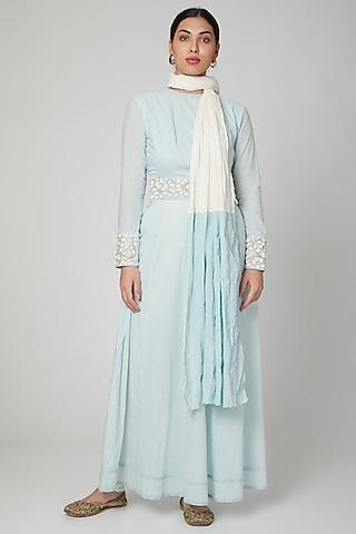 sky blue embroidered anarkali set