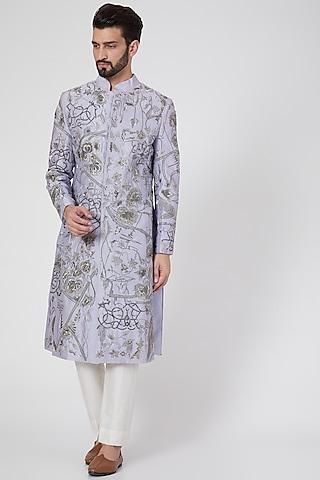 sky blue embroidered sherwani