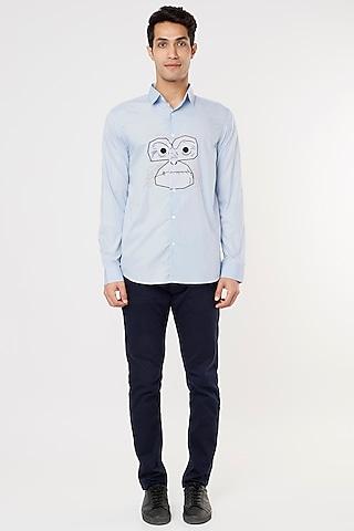 sky blue embroidered shirt