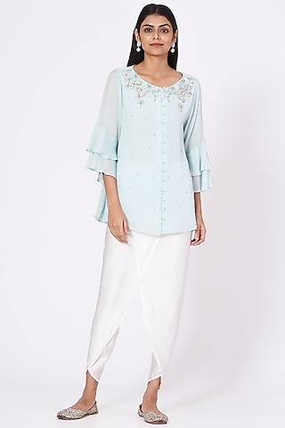 sky blue embroidered tunic