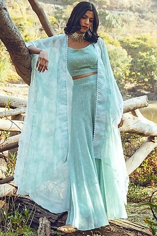 sky blue georgette jacket set