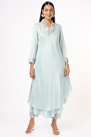 sky blue hand embroidered tunic