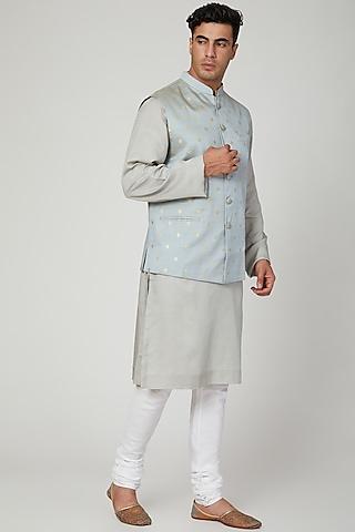 sky blue printed nehru jacket