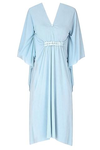 sky blue sequinned draped dress