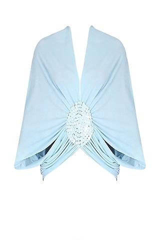 sky blue sequinned square moon poncho