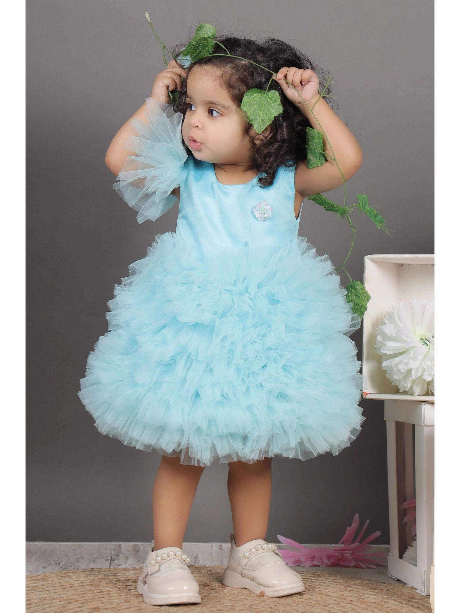 sky breeze ruffled dress