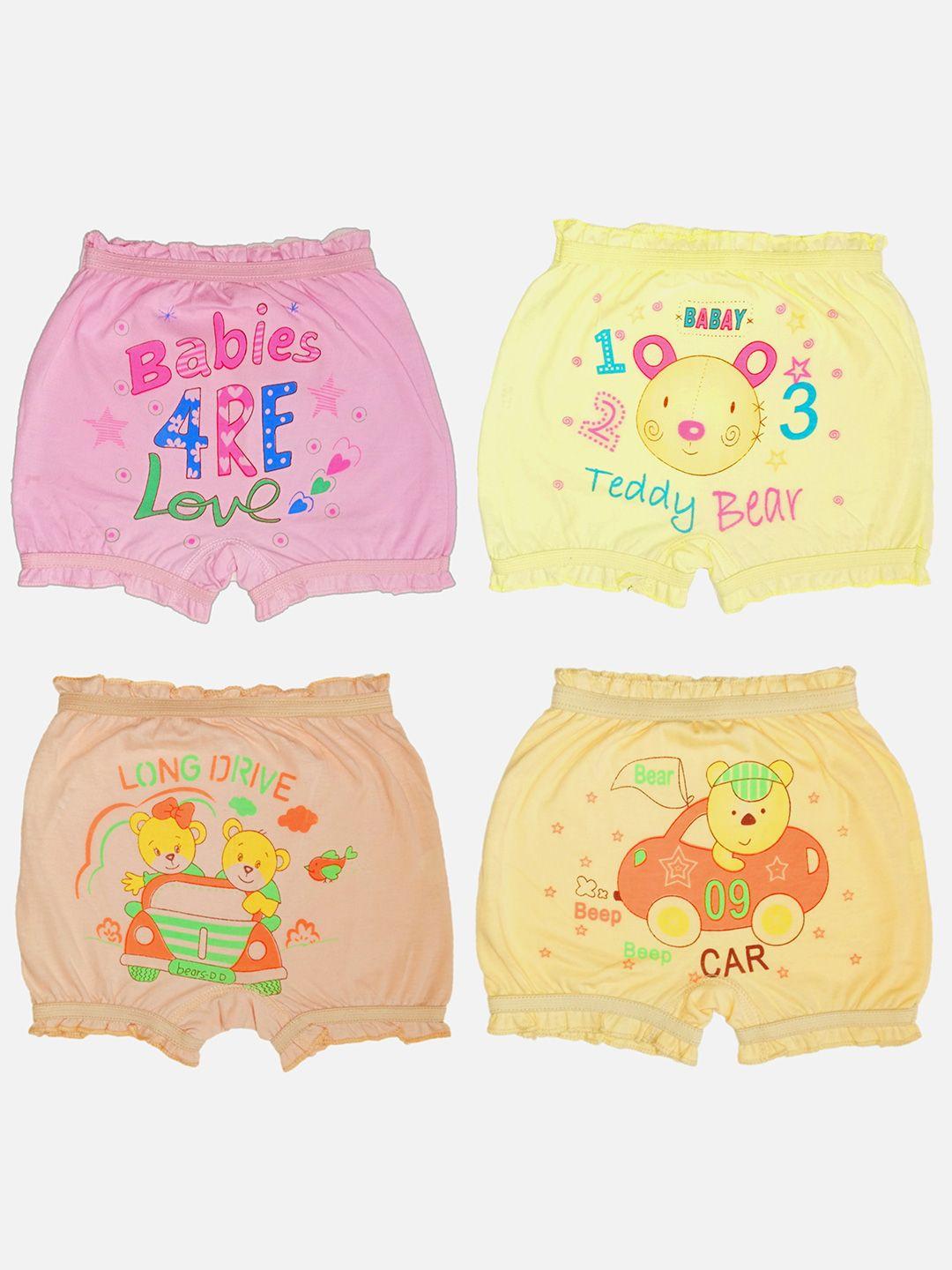 sky heights kids pack of 4 assorted typography printed pure cotton boy shorts briefs