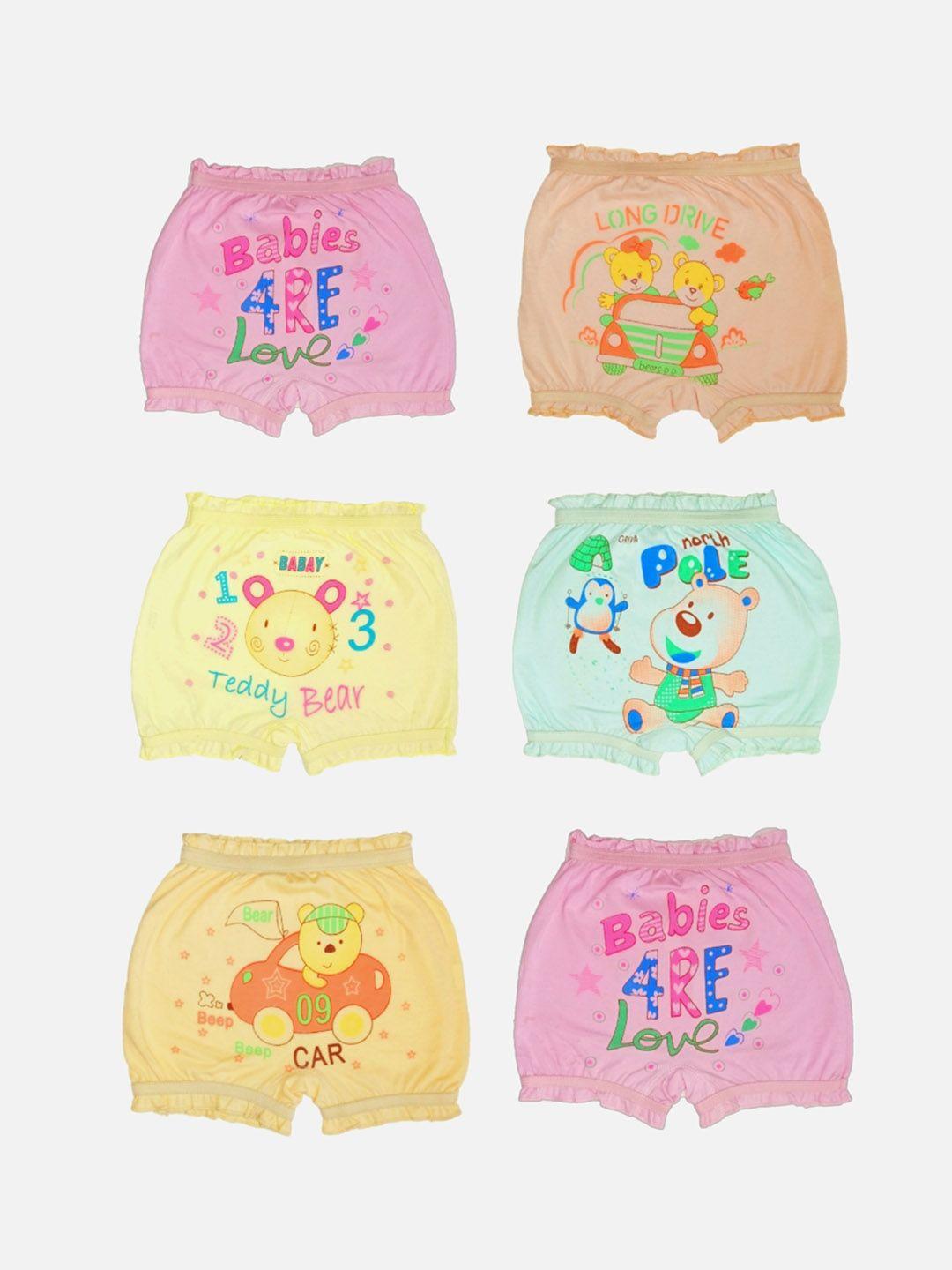 sky heights kids pack of 6 assorted typography printed pure cotton boy shorts briefs