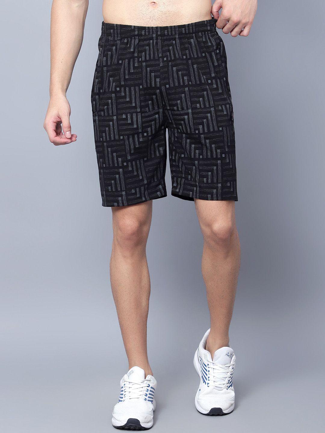 sky heights men geometric printed cotton training or gym sports shorts