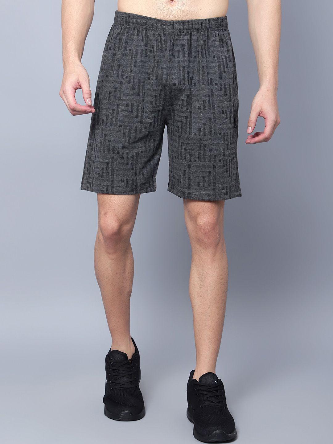 sky heights men geometric printed mid-rise shorts