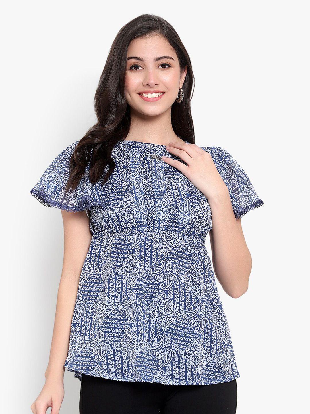 sky heights printed georgette empire top