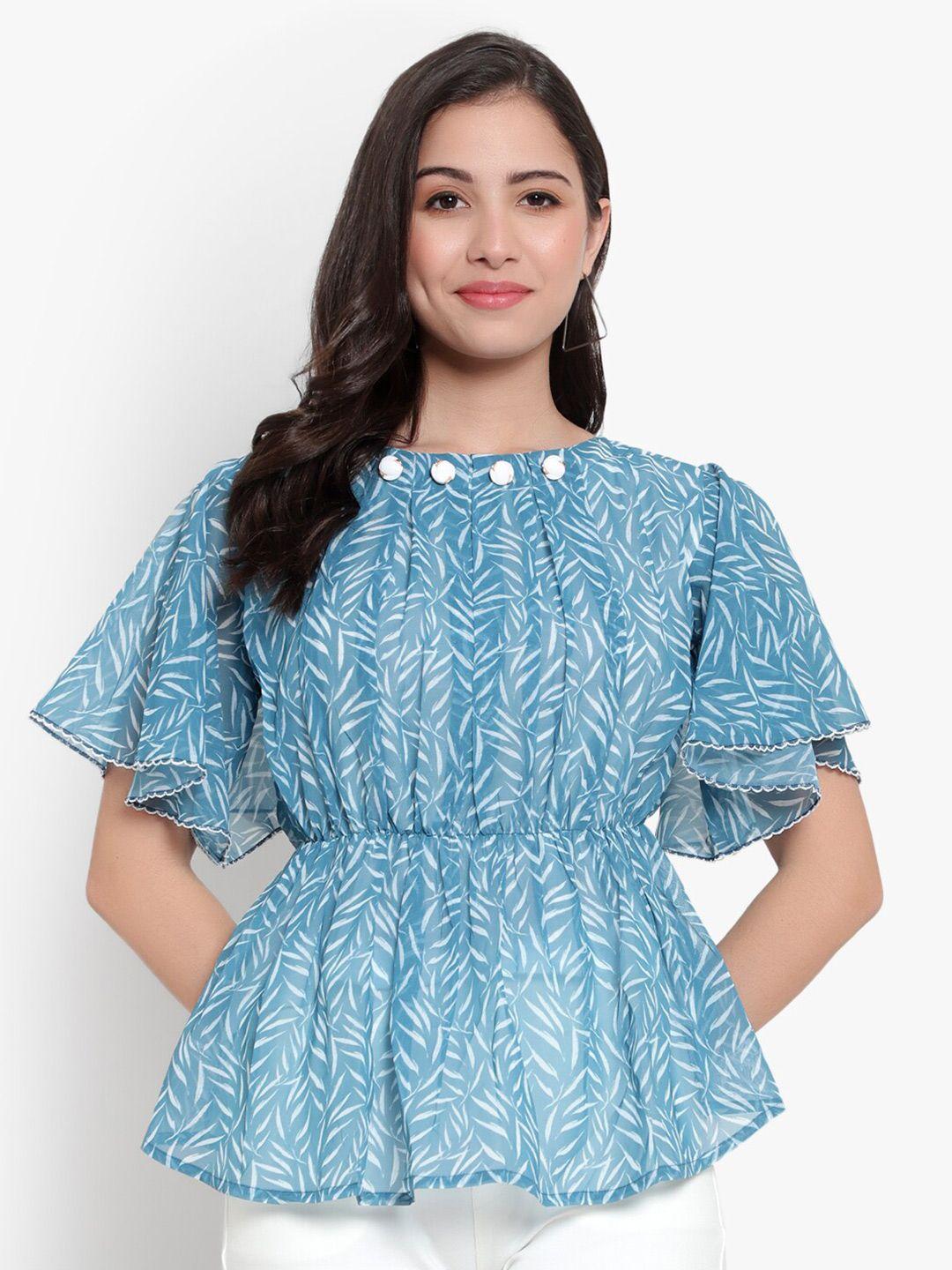 sky heights printed georgette peplum top