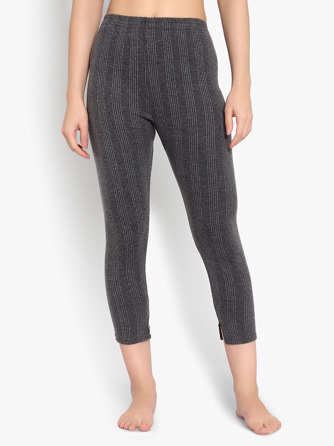 sky heights women grey striped cotton thermal bottoms