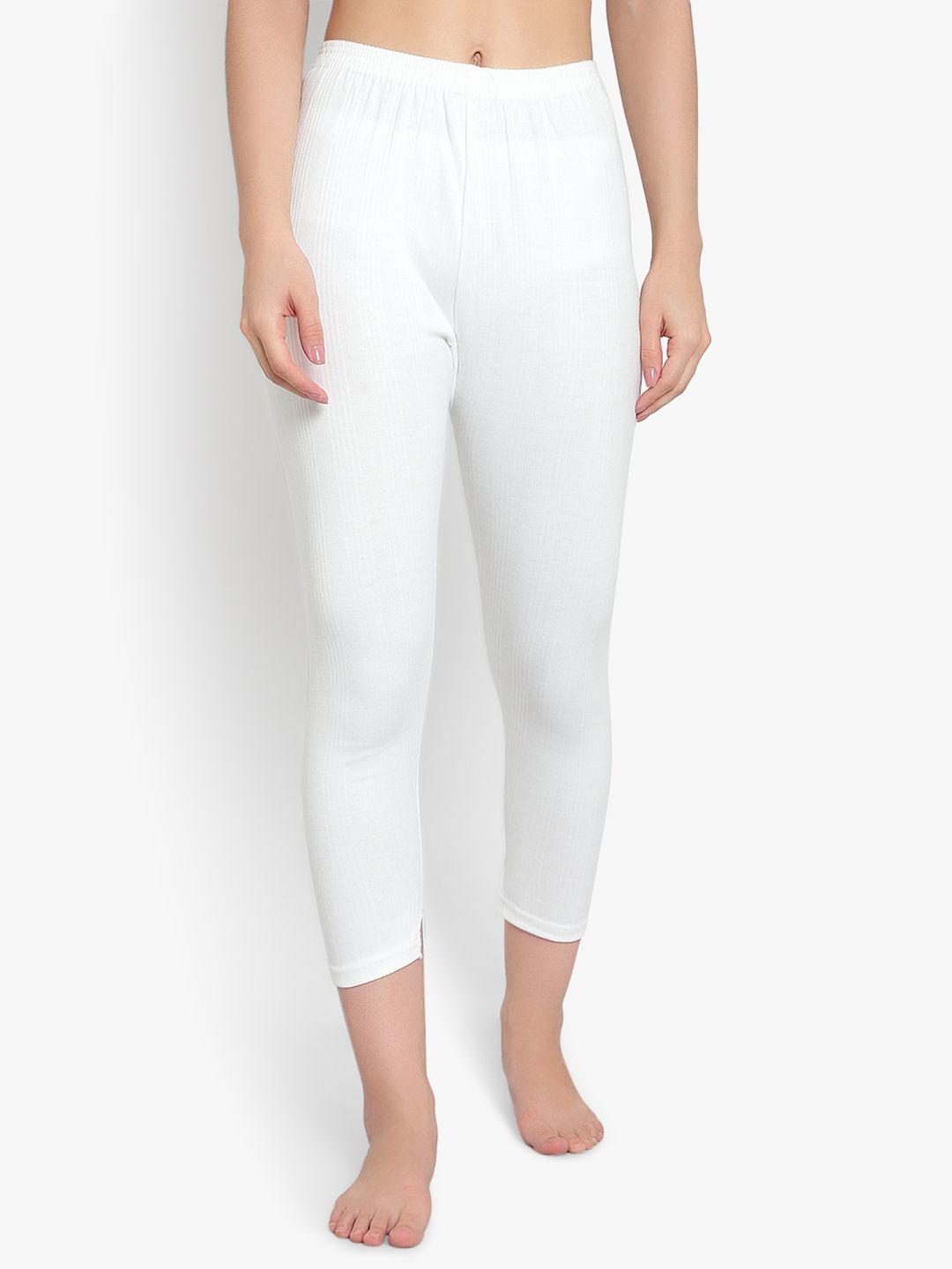 sky heights women white cotton thermal bottoms