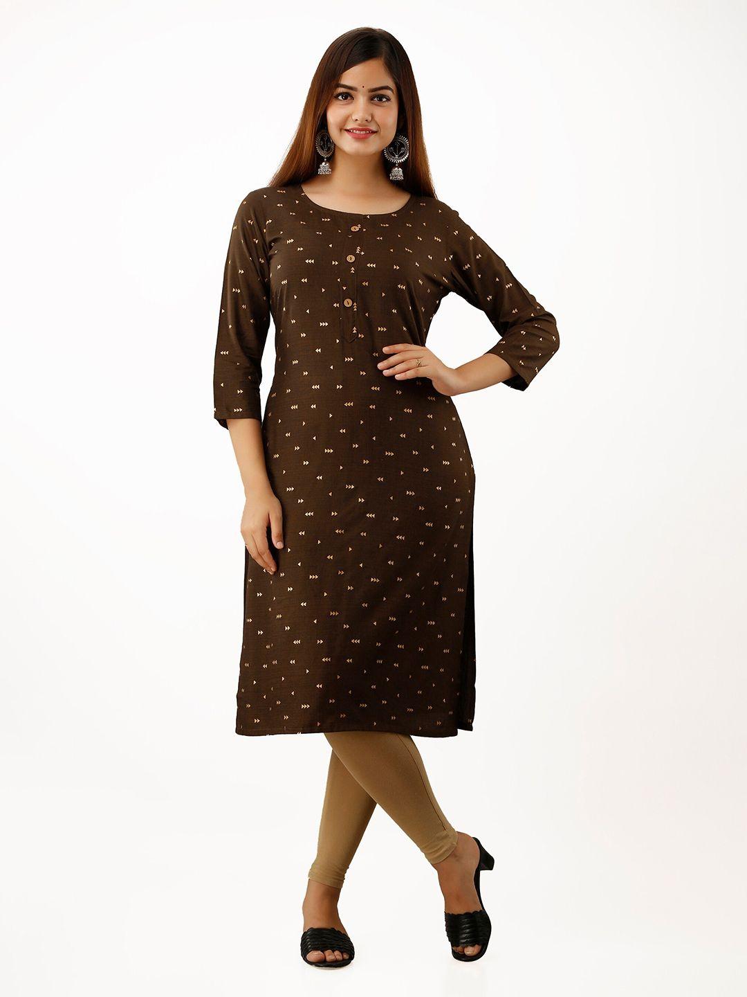 sky shoppie women coffee brown geometric printed kurta