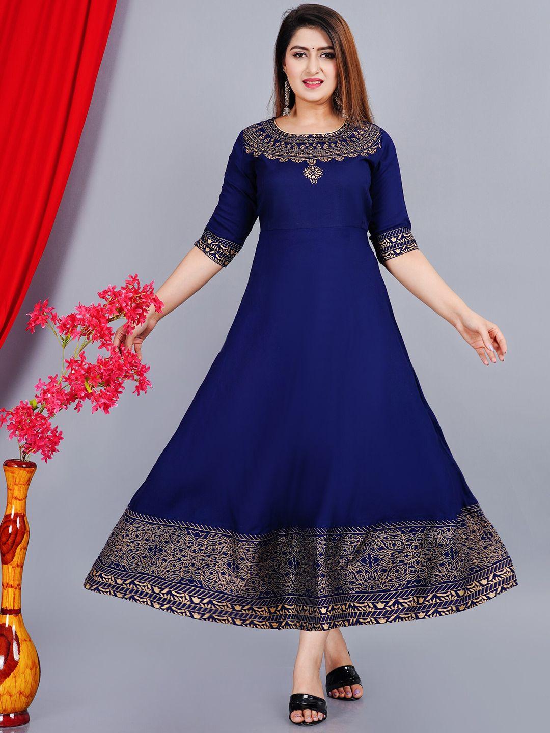 skyasia ethnic motifs printed anarkali kurta with dupatta