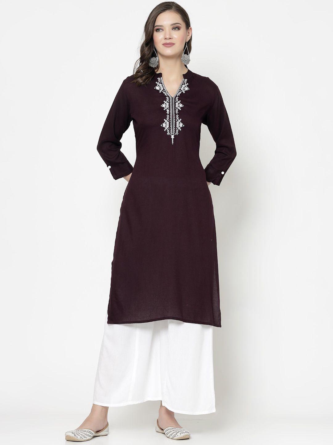 skyasia floral embroidered mandarin collar kurta with palazzos