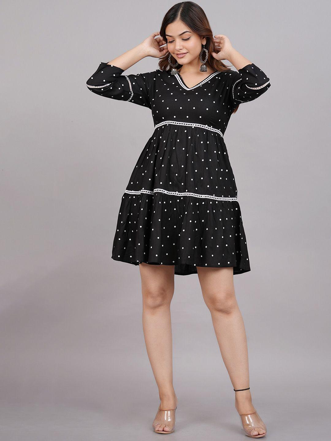 skyasia polka dots printed a-line above knee ethnic dress