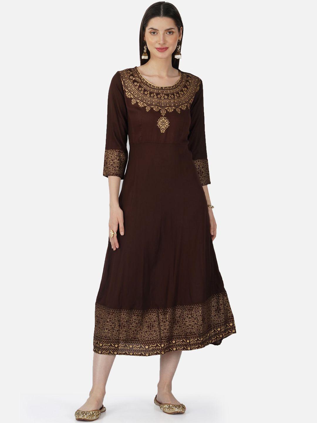 skyasia printed a-line ethnic dress with dupatta