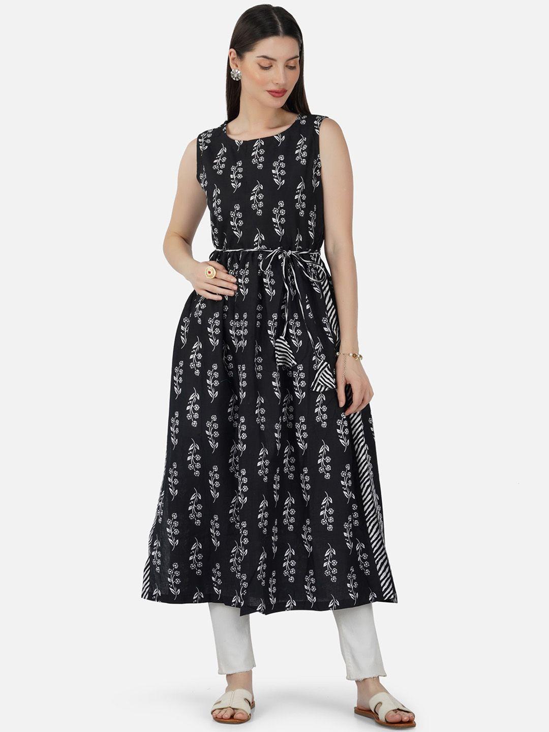 skyasia sleeveless floral printed a-line kurta