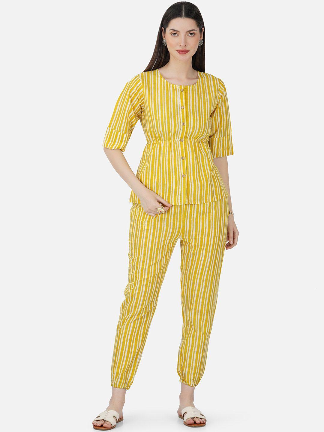 skyasia striped pure cotton top with trouser