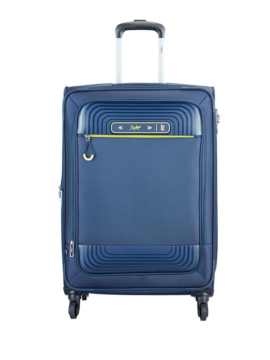skybags blue solid quartz large trolley bag