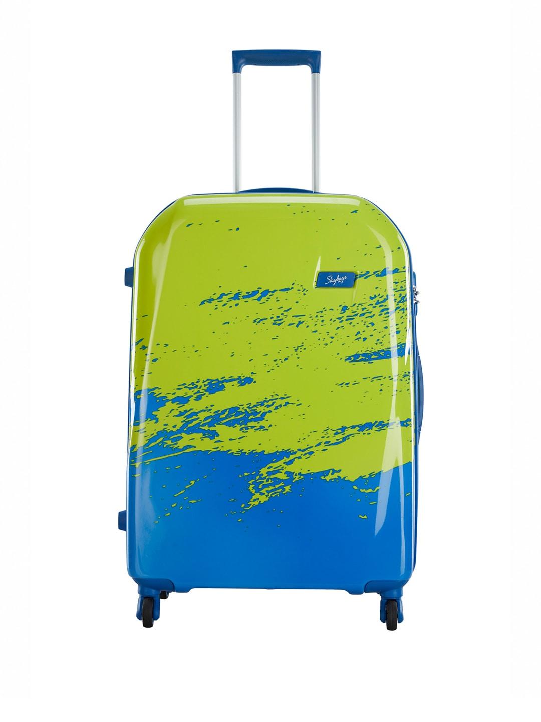 skybags green & blue horizon 75 360 large trolley suitcase