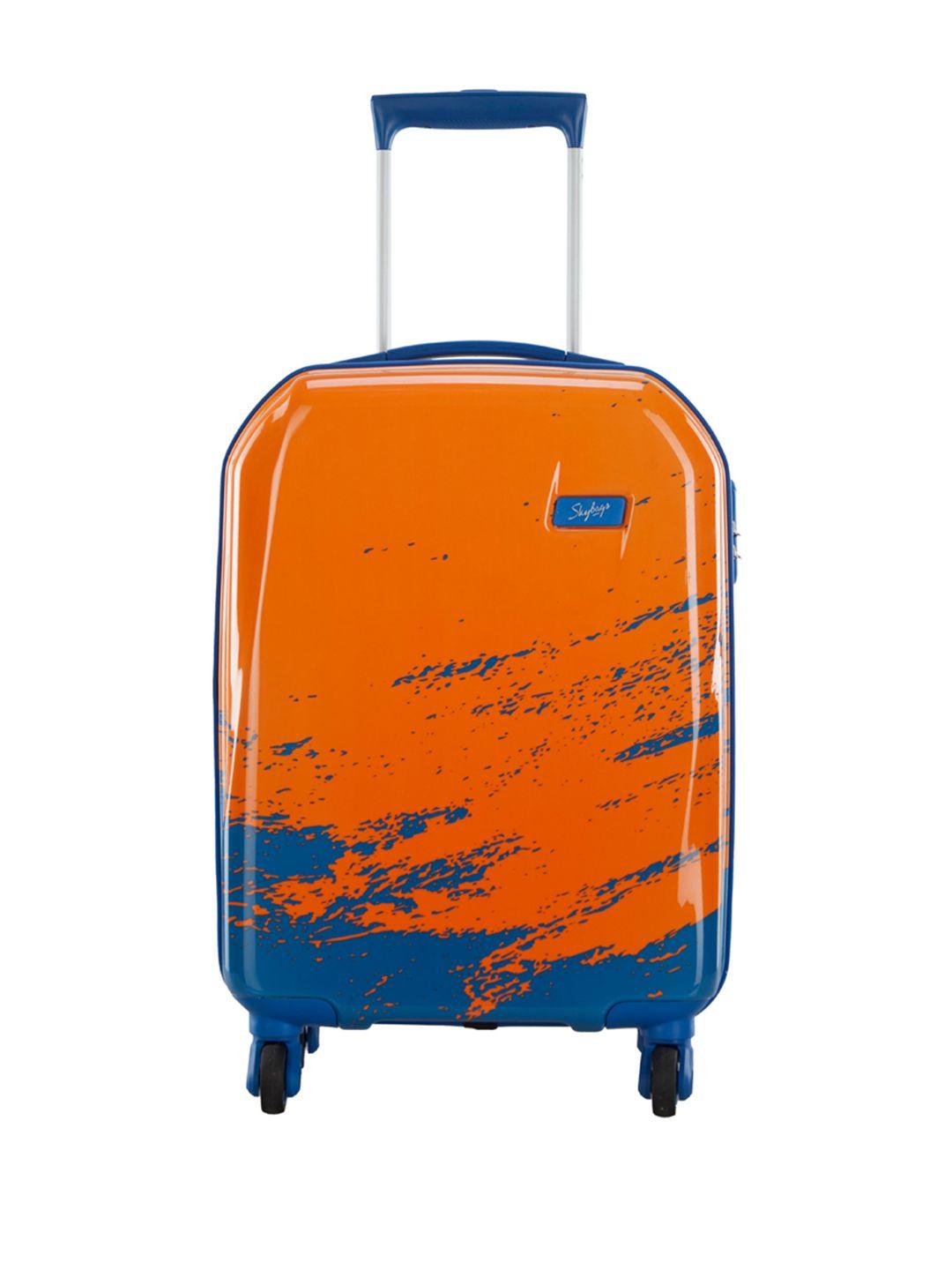 skybags orange & blue horizon 55 360 cabin trolley suitcase